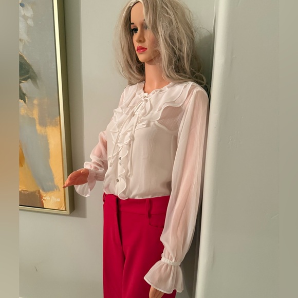 NWT GORGEOUS and the latest style - Beautiful Winter White Ruffled Blouse! - Picture 4 of 9